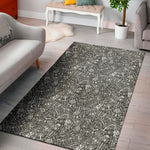 Grey And White Totem Pattern Print Area Rug
