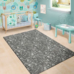 Grey And White Totem Pattern Print Area Rug