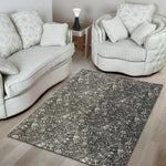 Grey And White Totem Pattern Print Area Rug