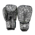 Grey And White Totem Pattern Print Boxing Gloves