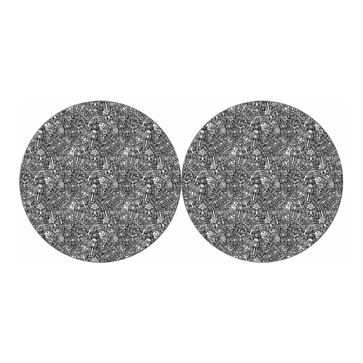 Grey And White Totem Pattern Print Car Coasters