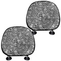 Grey And White Totem Pattern Print Car Headrest Covers