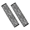 Grey And White Totem Pattern Print Car Seat Belt Covers