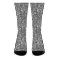Grey And White Totem Pattern Print Crew Socks