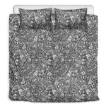 Grey And White Totem Pattern Print Duvet Cover Bedding Set