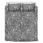 Grey And White Totem Pattern Print Duvet Cover Bedding Set
