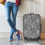 Grey And White Totem Pattern Print Luggage Cover