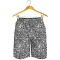 Grey And White Totem Pattern Print Men's Shorts
