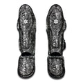 Grey And White Totem Pattern Print Muay Thai Shin Guards