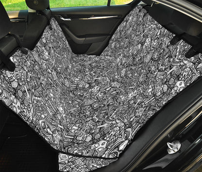 Grey And White Totem Pattern Print Pet Car Back Seat Cover