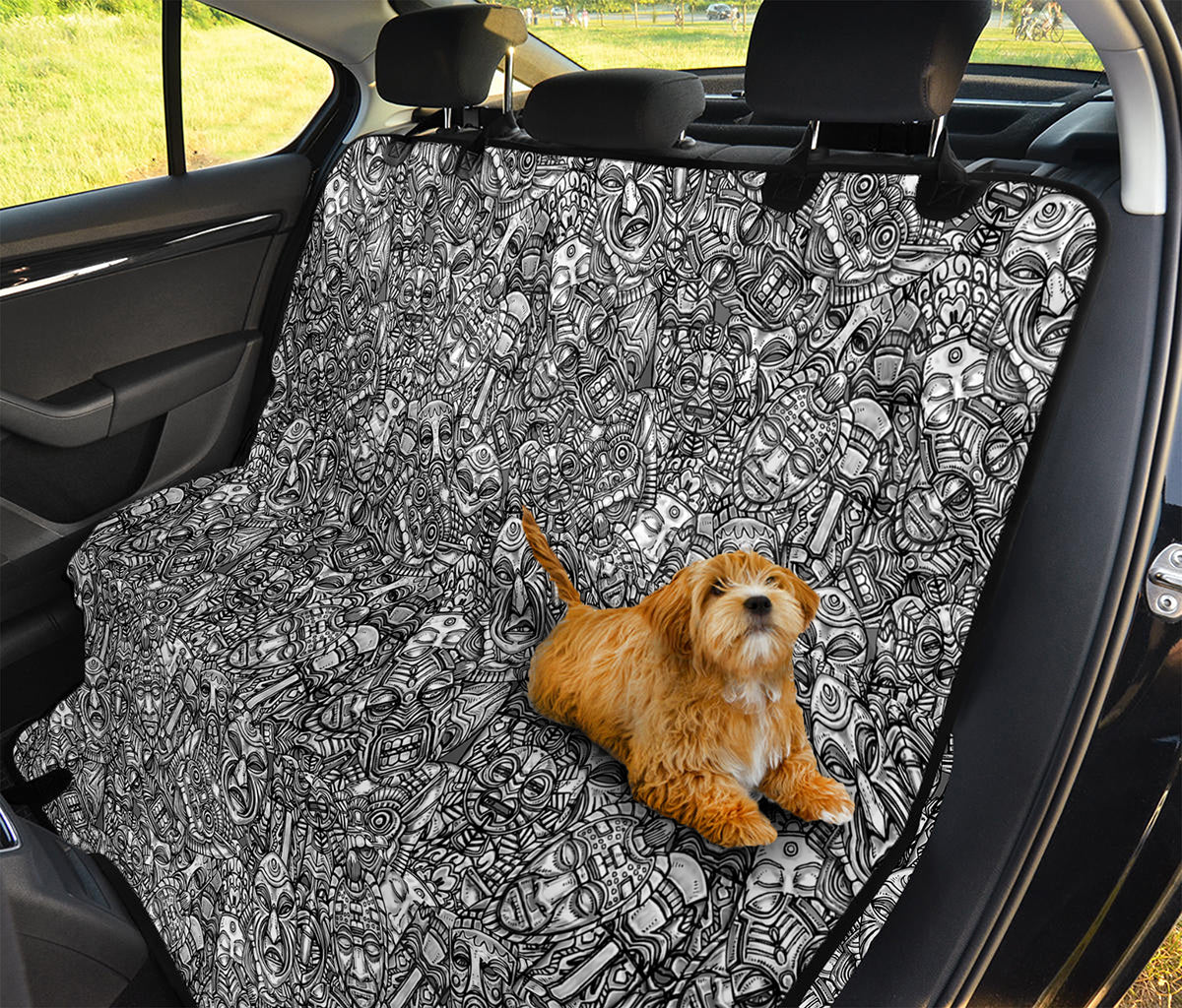 Grey And White Totem Pattern Print Pet Car Back Seat Cover