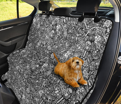Grey And White Totem Pattern Print Pet Car Back Seat Cover