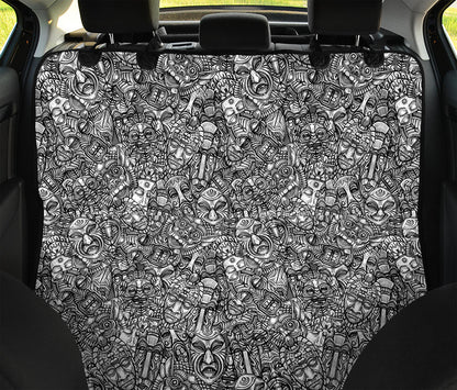 Grey And White Totem Pattern Print Pet Car Back Seat Cover