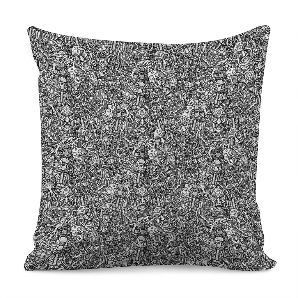 Grey And White Totem Pattern Print Pillow Cover