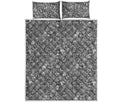 Grey And White Totem Pattern Print Quilt Bed Set