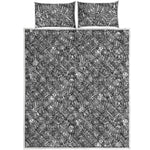 Grey And White Totem Pattern Print Quilt Bed Set