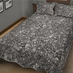 Grey And White Totem Pattern Print Quilt Bed Set