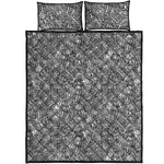Grey And White Totem Pattern Print Quilt Bed Set