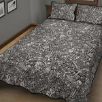 Grey And White Totem Pattern Print Quilt Bed Set