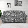 Grey And White Totem Pattern Print Sofa Cover