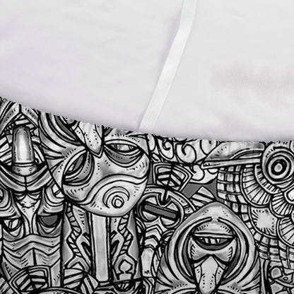 Grey And White Totem Pattern Print Sofa Cover
