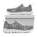 Grey And White Totem Pattern Print White Running Shoes