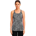 Grey And White Totem Pattern Print Women's Racerback Tank Top