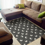 Grey And White Yin Yang Pattern Print Area Rug