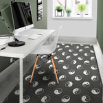 Grey And White Yin Yang Pattern Print Area Rug