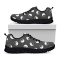 Grey And White Yin Yang Pattern Print Black Running Shoes