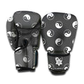 Grey And White Yin Yang Pattern Print Boxing Gloves
