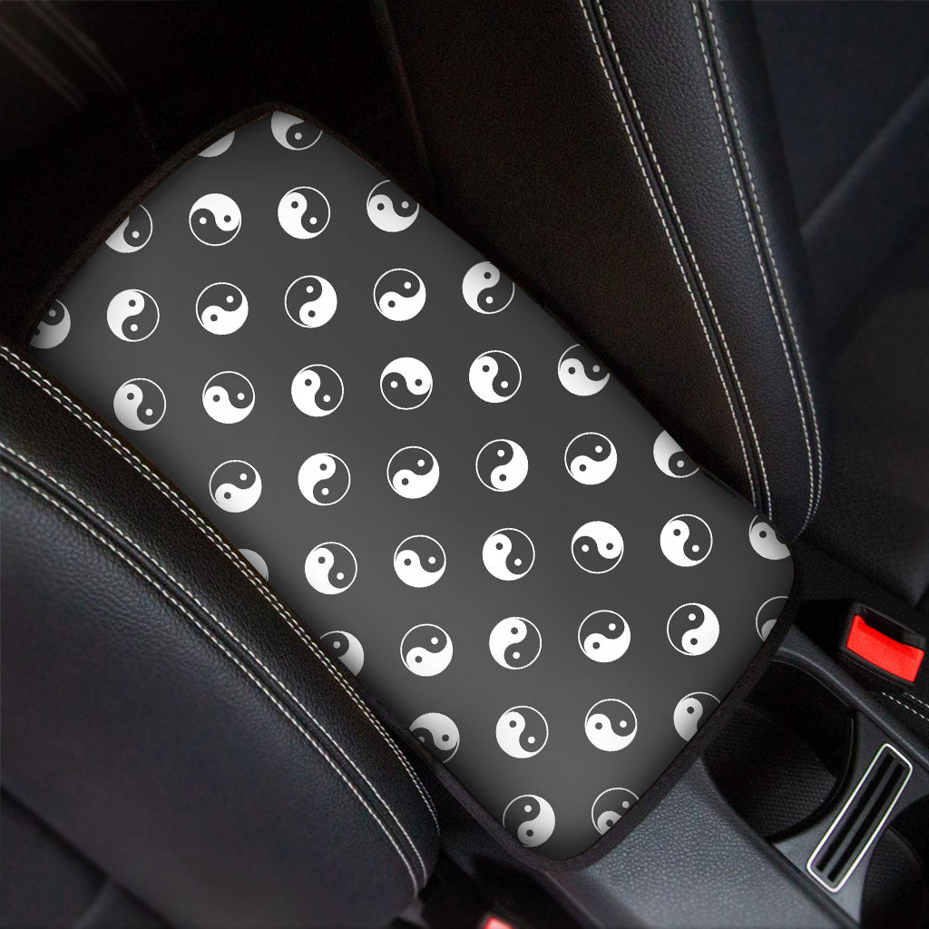 Grey And White Yin Yang Pattern Print Car Center Console Cover