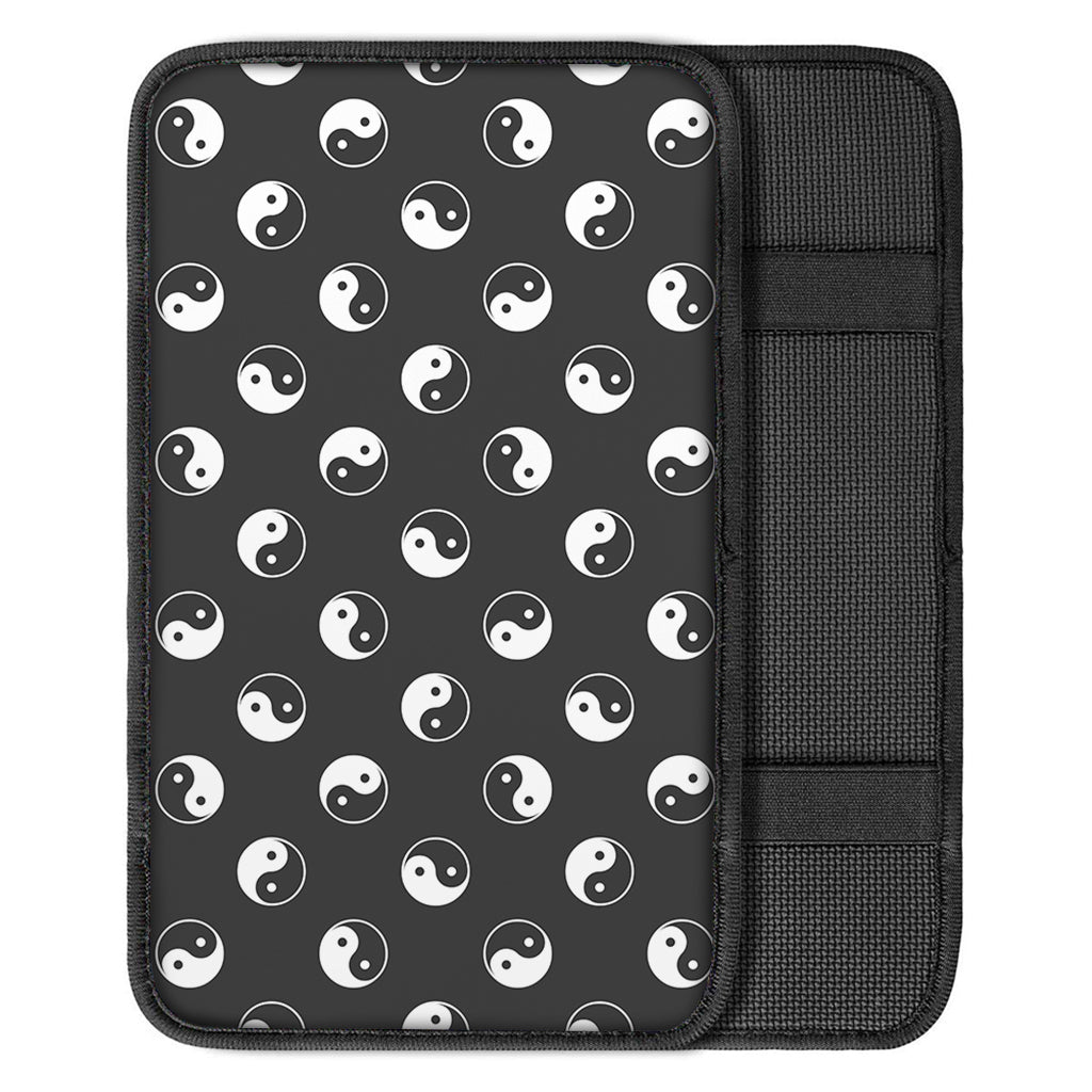 Grey And White Yin Yang Pattern Print Car Center Console Cover