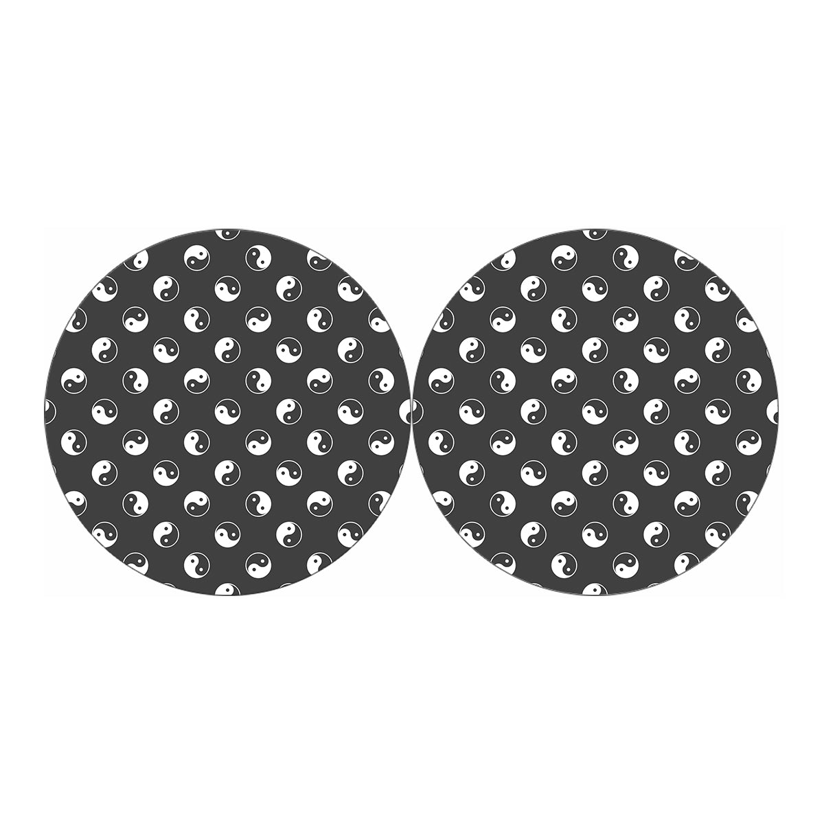 Grey And White Yin Yang Pattern Print Car Coasters