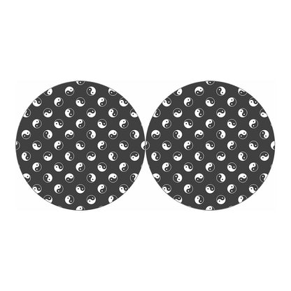 Grey And White Yin Yang Pattern Print Car Coasters