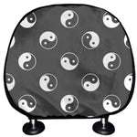 Grey And White Yin Yang Pattern Print Car Headrest Covers
