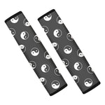 Grey And White Yin Yang Pattern Print Car Seat Belt Covers