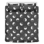 Grey And White Yin Yang Pattern Print Duvet Cover Bedding Set