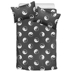 Grey And White Yin Yang Pattern Print Duvet Cover Bedding Set