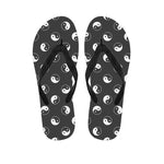 Grey And White Yin Yang Pattern Print Flip Flops