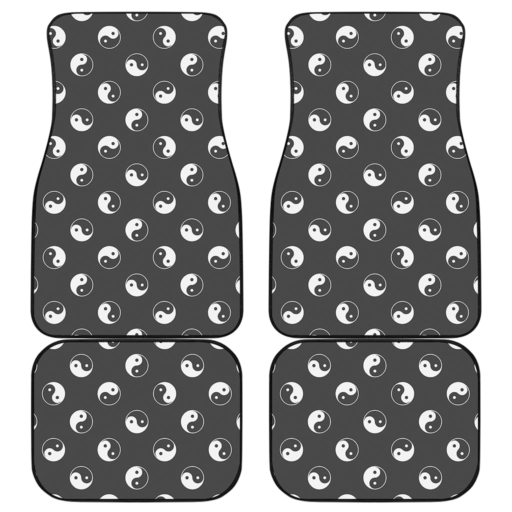 Grey And White Yin Yang Pattern Print Front and Back Car Floor Mats