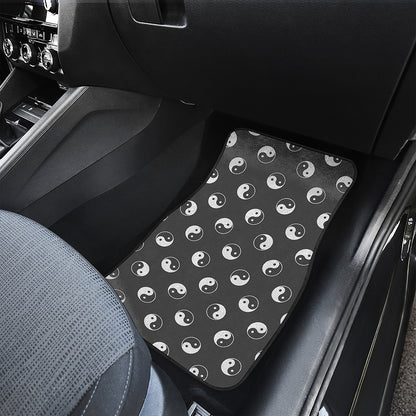 Grey And White Yin Yang Pattern Print Front and Back Car Floor Mats