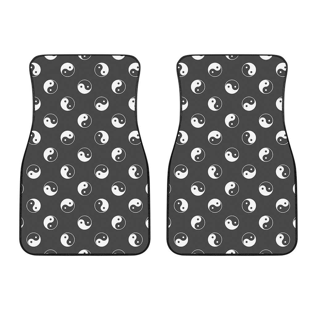 Grey And White Yin Yang Pattern Print Front Car Floor Mats