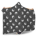 Grey And White Yin Yang Pattern Print Hooded Blanket