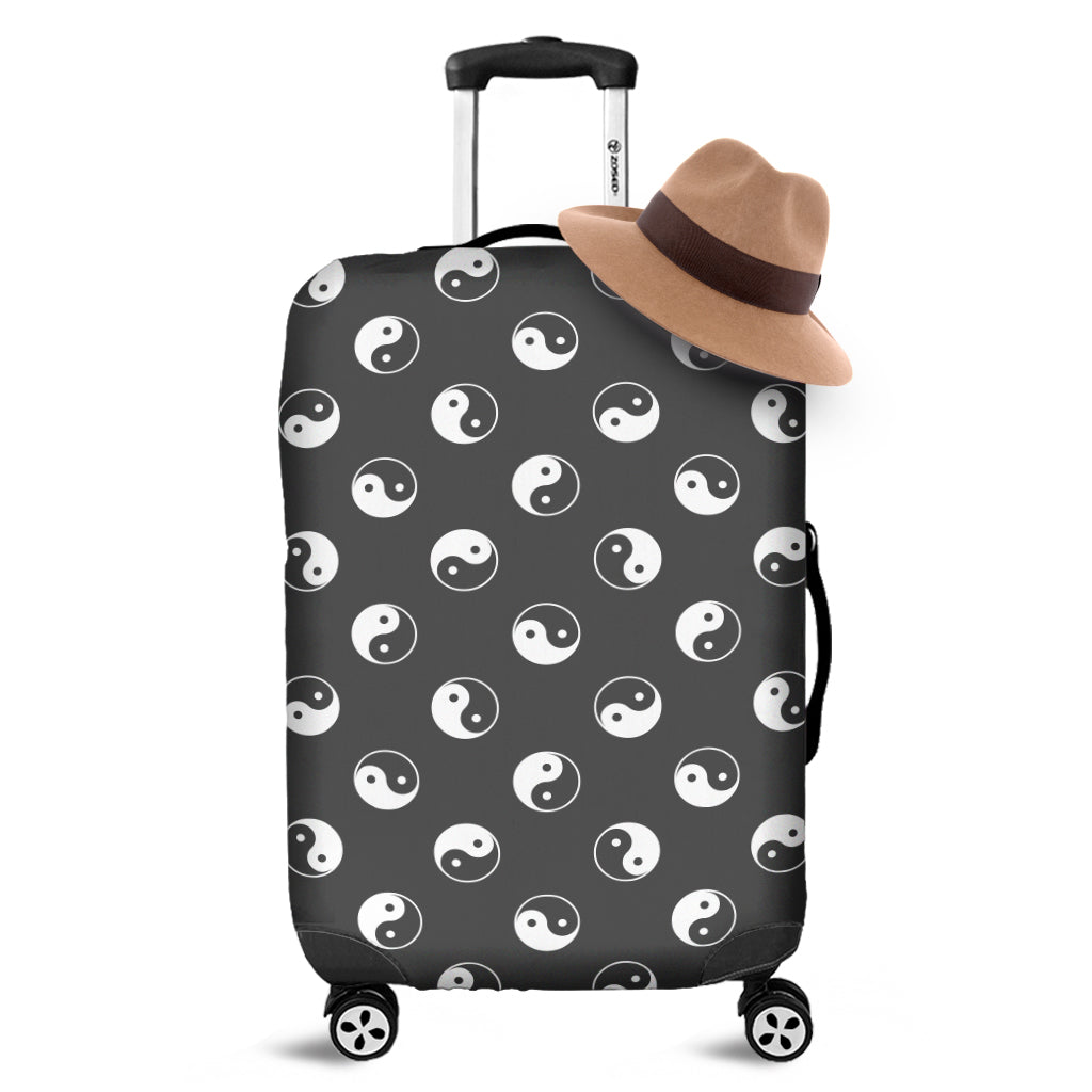 Grey And White Yin Yang Pattern Print Luggage Cover