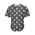 Grey And White Yin Yang Pattern Print Men's Baseball Jersey