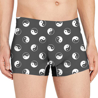 Grey And White Yin Yang Pattern Print Men's Boxer Briefs