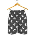 Grey And White Yin Yang Pattern Print Men's Shorts