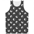 Grey And White Yin Yang Pattern Print Men's Tank Top