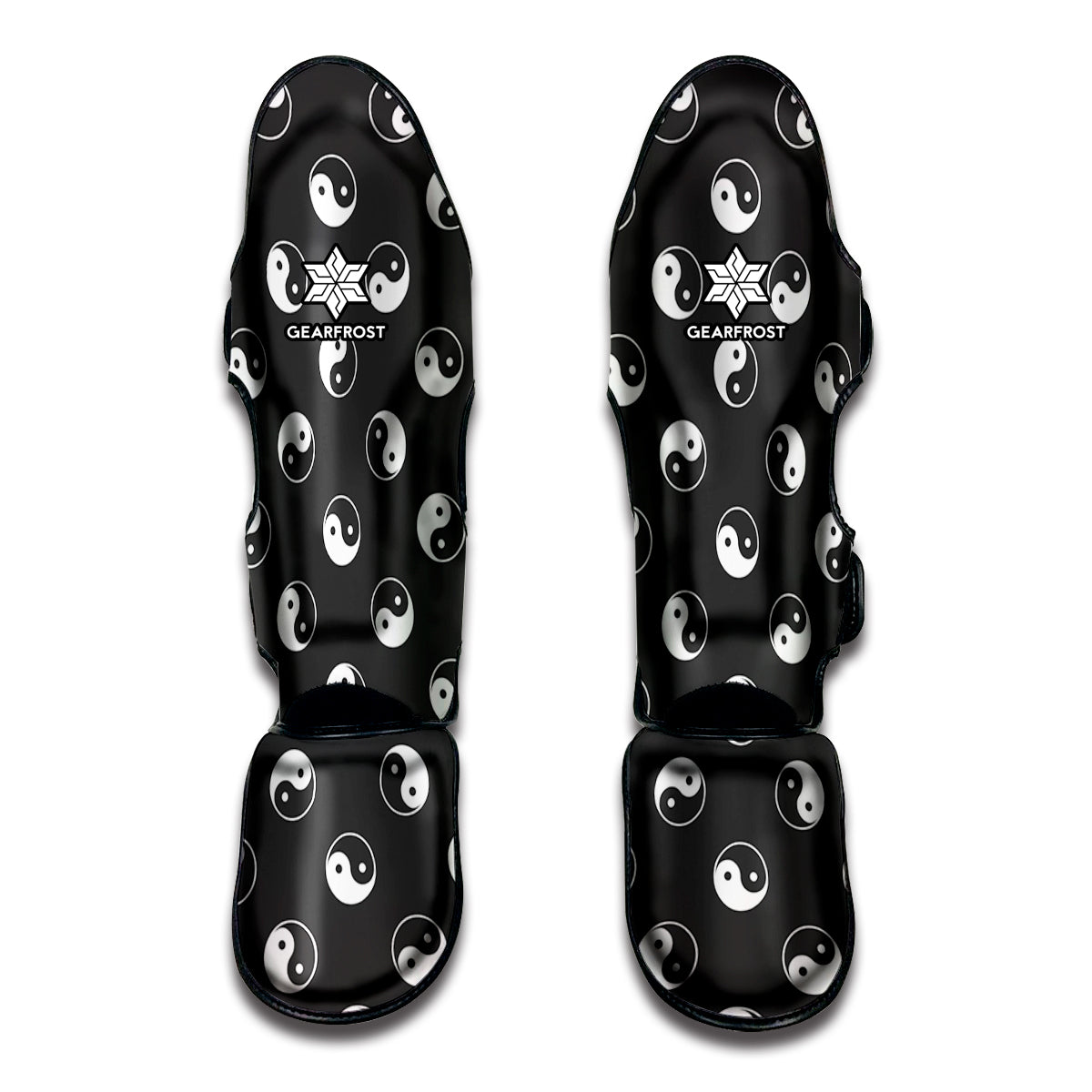 Grey And White Yin Yang Pattern Print Muay Thai Shin Guard